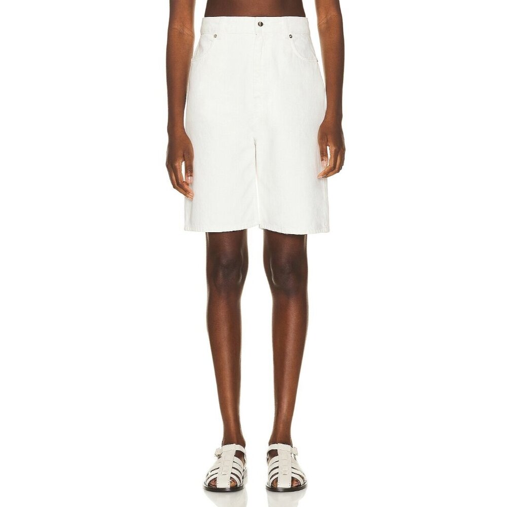 Loulou Studio Isu Short in Ivory Denim